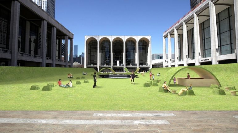 The iconic square of Lincoln Center becomes a "green" place