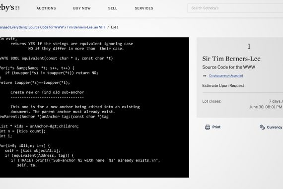 Sotheby's auction: Internet source code to be auctioned