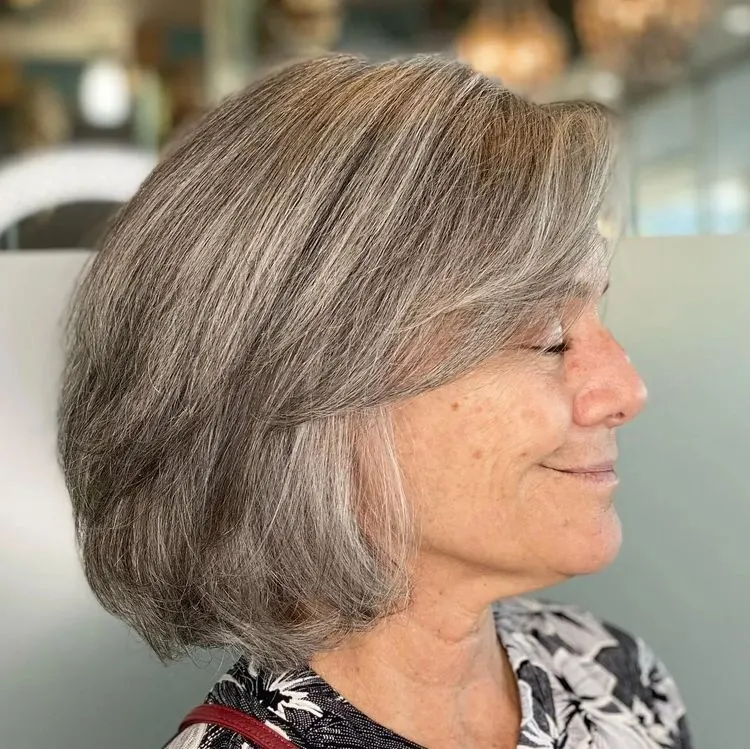 feathered short haircuts for older women